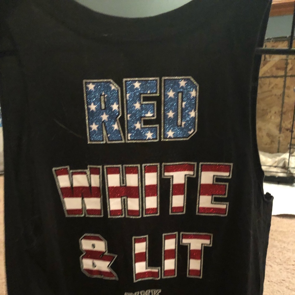 Victoria’s Secret red white and lit. Sleeveless.
